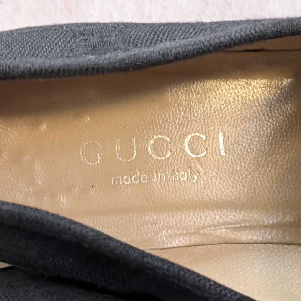 Gucci Horsebit Loafers Black Monogram Canvas Logo Women 7 B - Picture 9 of 16